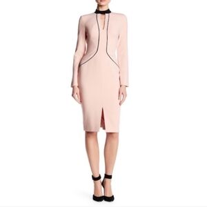 Black Halo Indiana Contrast Sheath Dress Pink And Black Size 4